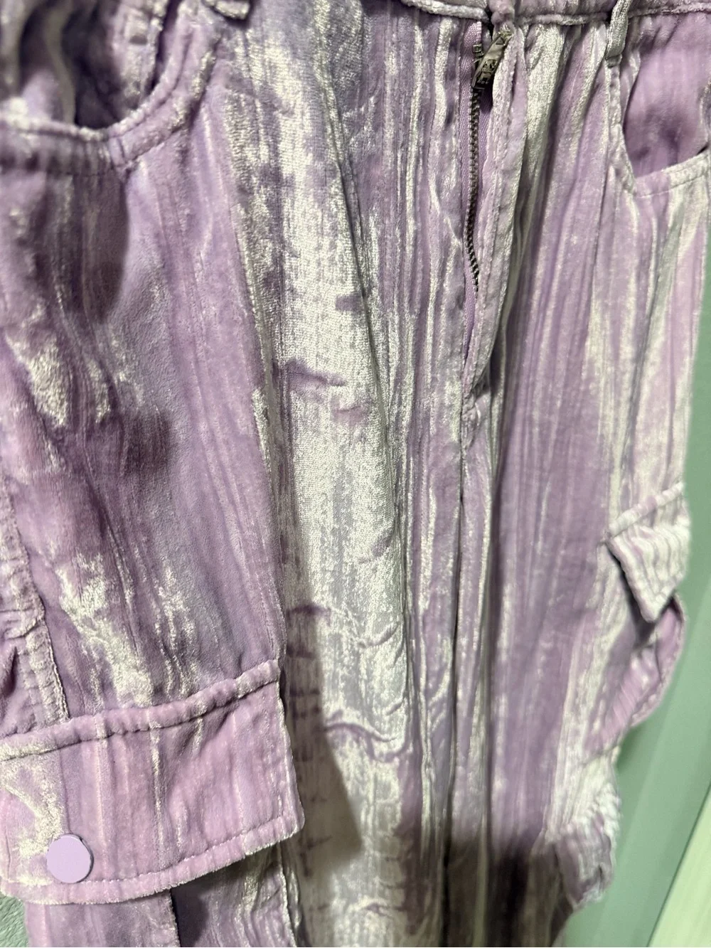 Tractr Pastel Lavender Wide-Leg Cargo Trousers